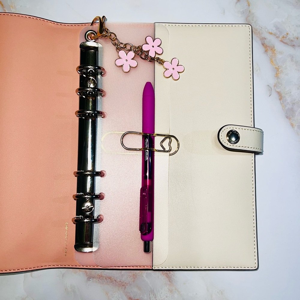 COACH Notebook A6 Binder Adapter Insert & Pockets | Clear/Frost/Silver - Picture 2 of 4